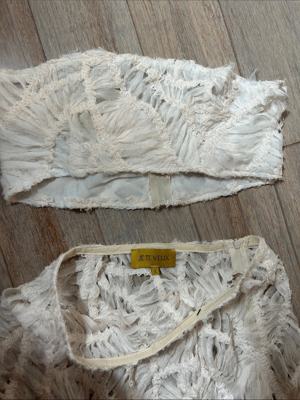 Je Te Veux Ivory Cream Crochet Maxi Skirt and Bandeau Set maxi see thu skirt S - Picture 10 of 17